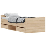 Bed frame without mattress sonoma oak 75x190 cm