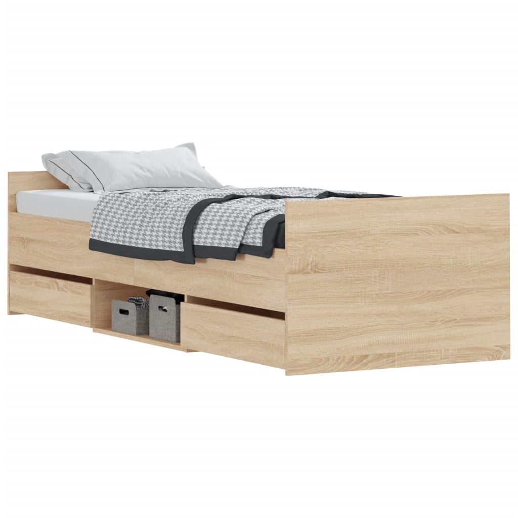 Bed frame without mattress sonoma oak 75x190 cm