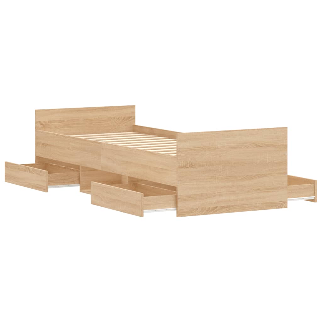 Bed frame without mattress sonoma oak 75x190 cm