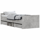 Cadre de lit sans matelas gris béton 75x190 cm