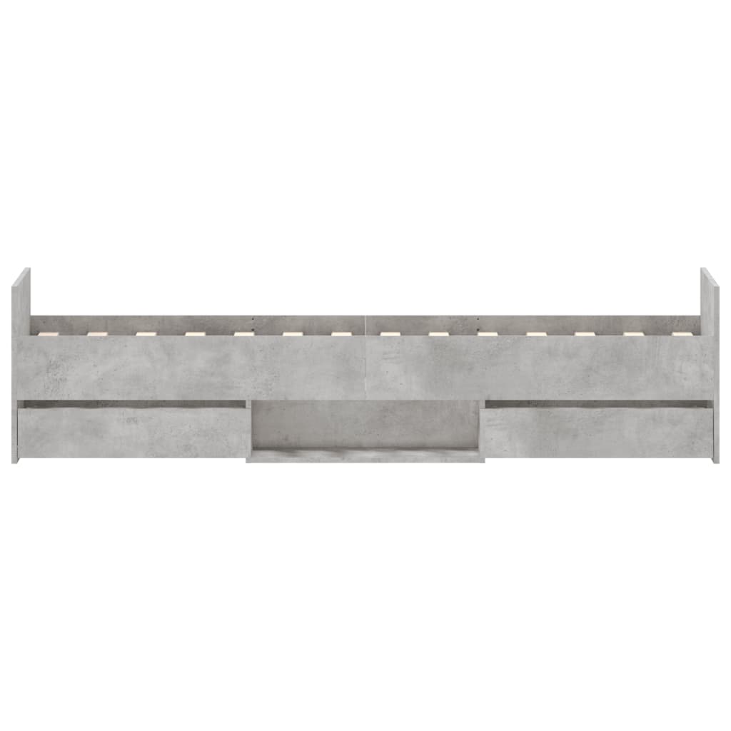 Cadre de lit sans matelas gris béton 75x190 cm