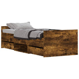 Cadre de lit sans matelas chêne fumé 75x190 cm