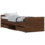 Bed frame without mattress brown oak 75x190 cm