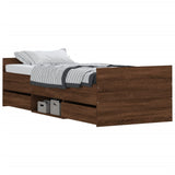 Bed frame without mattress brown oak 75x190 cm