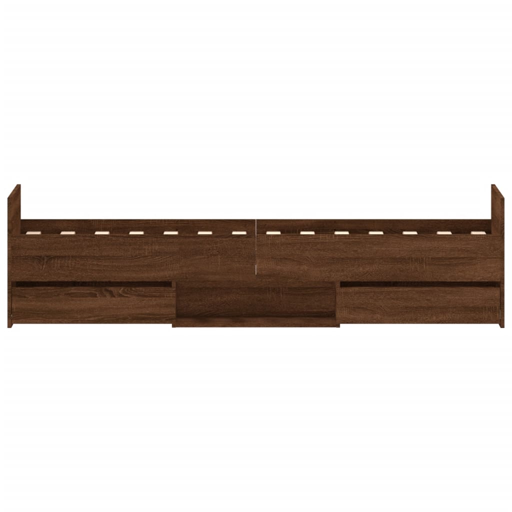 Bed frame without mattress brown oak 75x190 cm