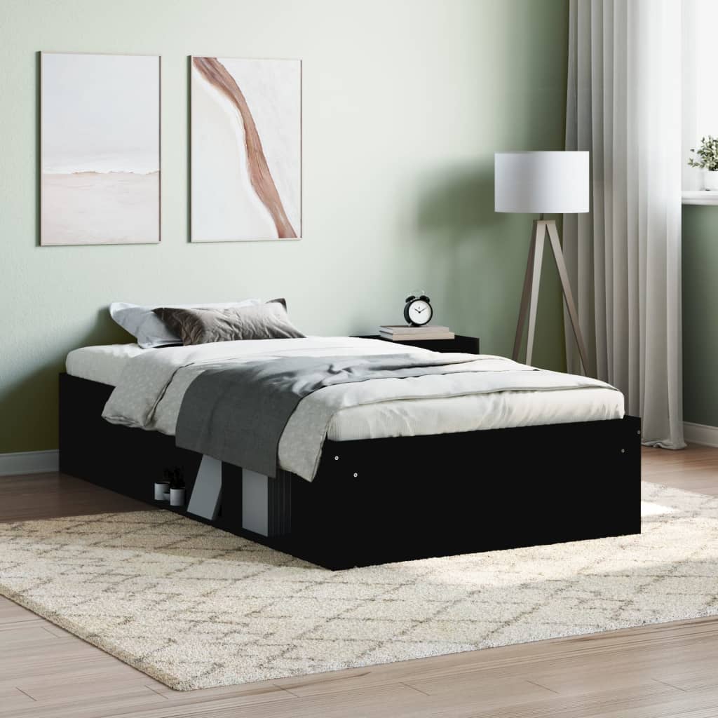 Cadre de lit sans matelas noir 90x200 cm