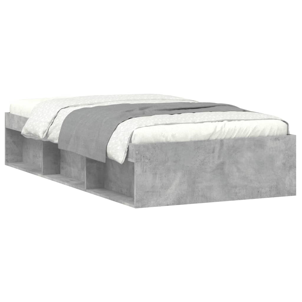 Cadre de lit sans matelas gris béton 90x200 cm