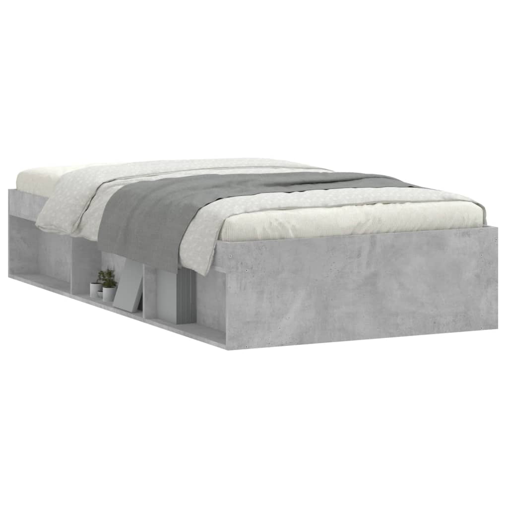 Cadre de lit sans matelas gris béton 90x200 cm