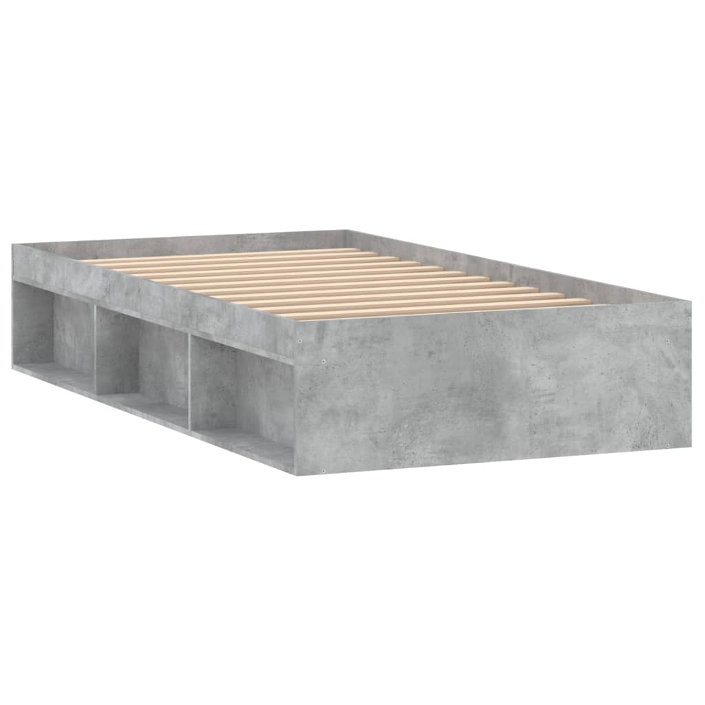 Cadre de lit sans matelas gris béton 90x200 cm