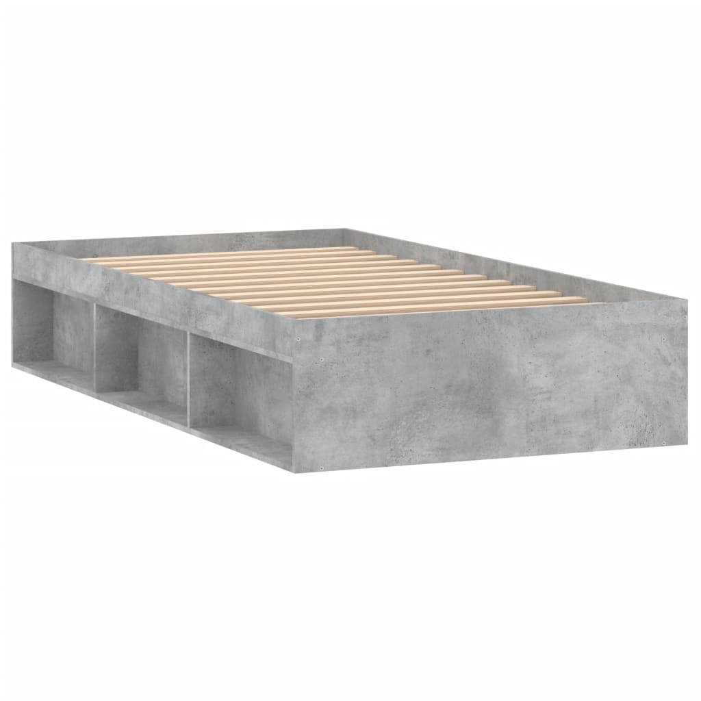 Cadre de lit sans matelas gris béton 90x190 cm