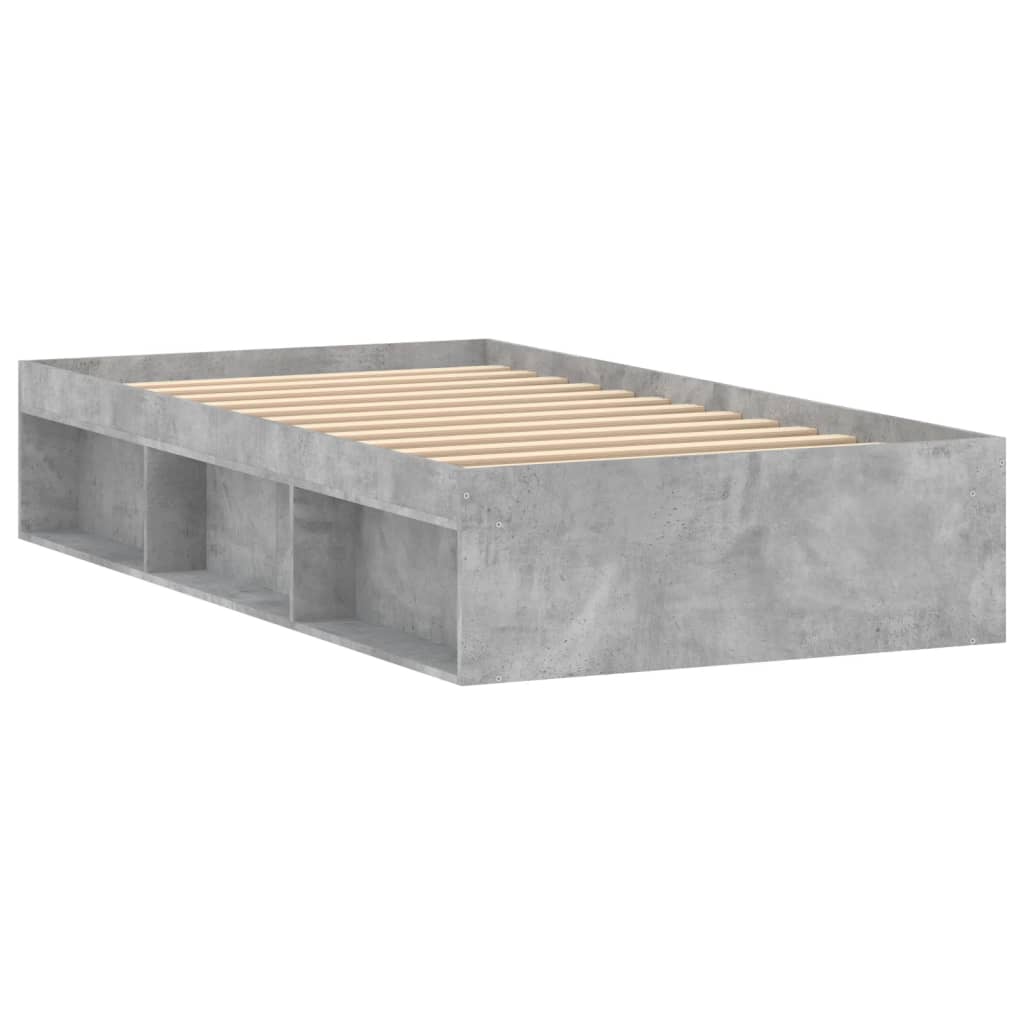 Cadre de lit sans matelas gris béton 90x190 cm