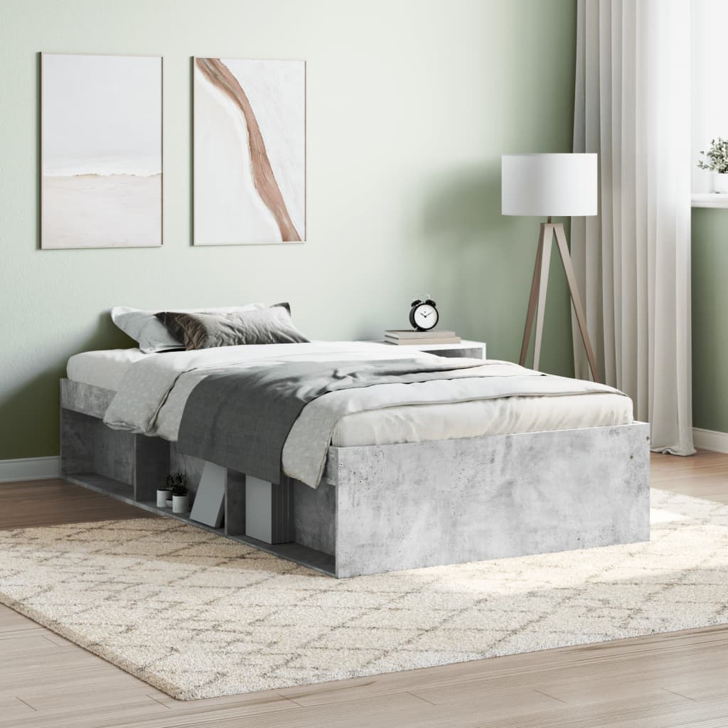 Cadre de lit sans matelas gris béton 90x190 cm