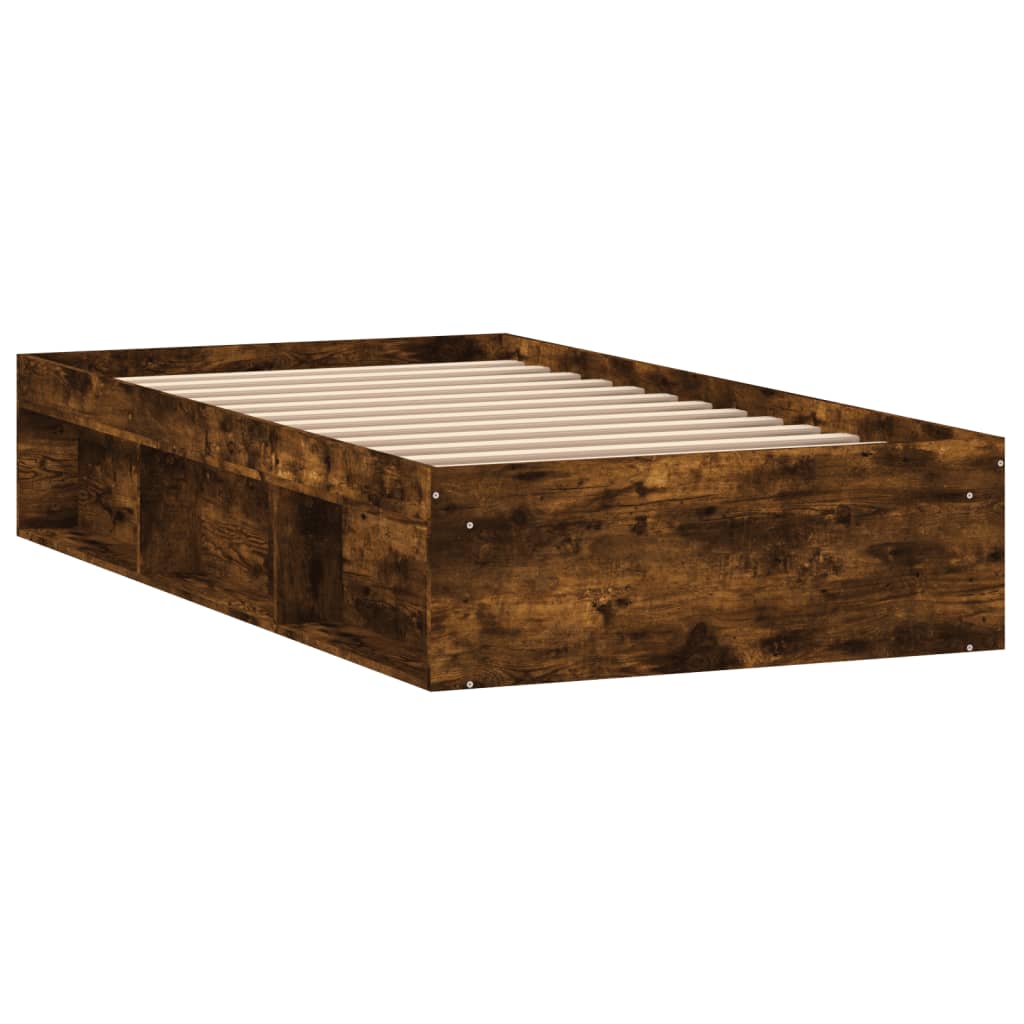 Cadre de lit sans matelas chêne fumé 90x190 cm