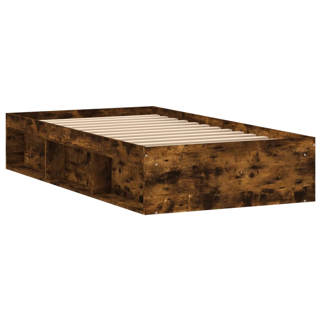 Cadre de lit sans matelas chêne fumé 90x190 cm