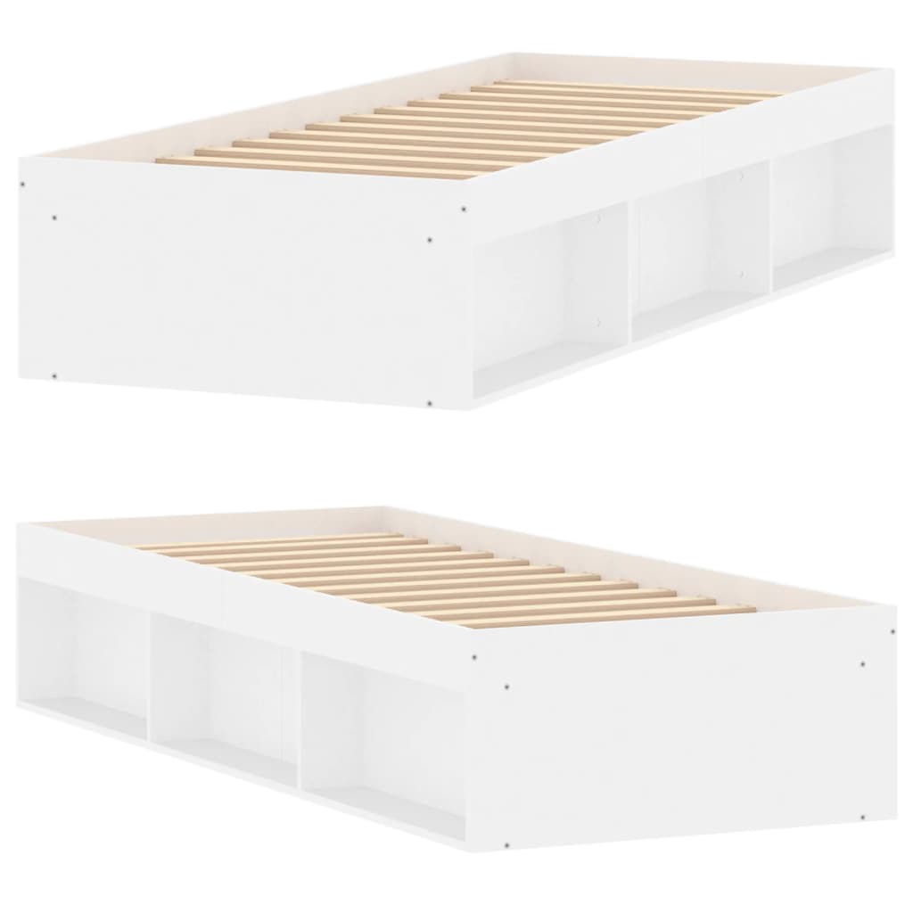 Cadre de lit sans matelas blanc 75x190 cm