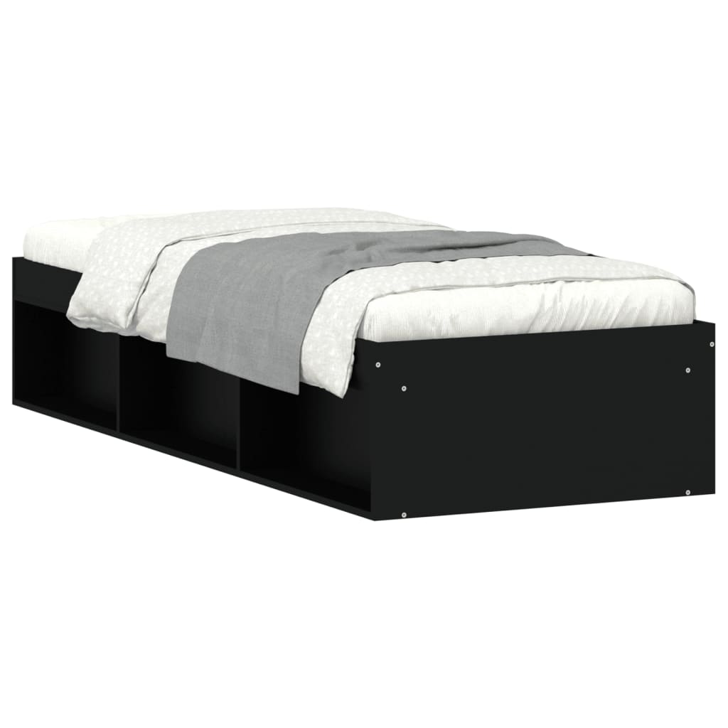 Cadre de lit sans matelas noir 75x190 cm