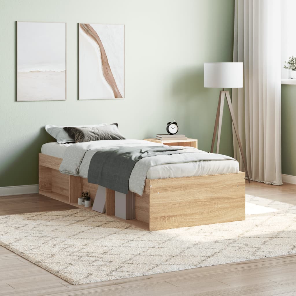 Bed frame without mattress sonoma oak 75x190 cm