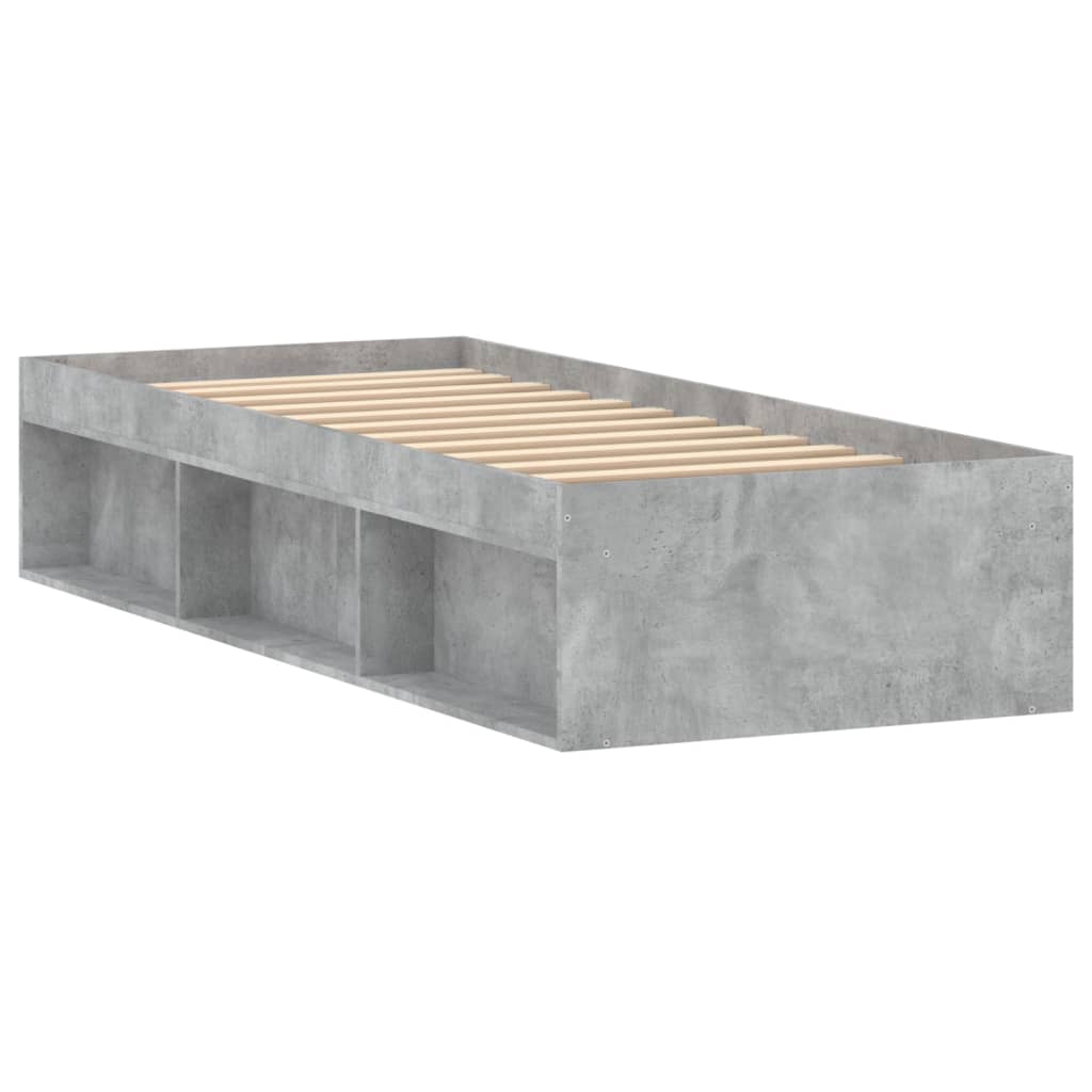 Cadre de lit sans matelas gris béton 75x190 cm