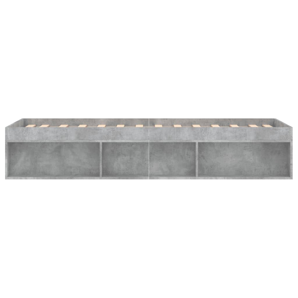 Cadre de lit sans matelas gris béton 75x190 cm