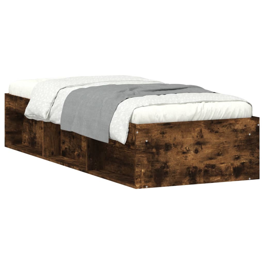 Cadre de lit sans matelas chêne fumé 75x190 cm