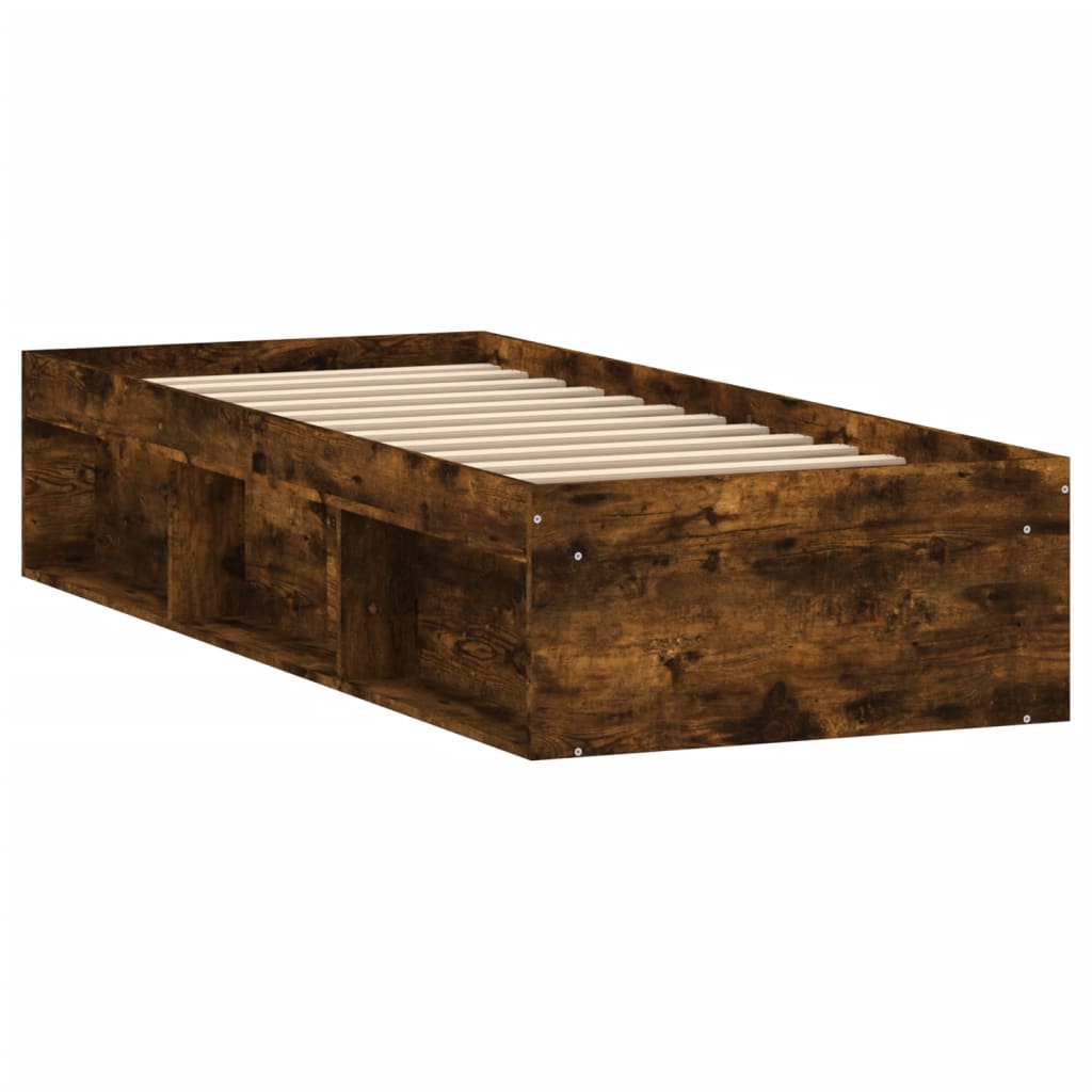 Cadre de lit sans matelas chêne fumé 75x190 cm