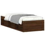 Bed frame without mattress brown oak 75x190 cm