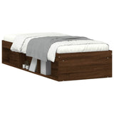 Bed frame without mattress brown oak 75x190 cm