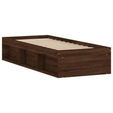 Bed frame without mattress brown oak 75x190 cm