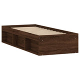 Bed frame without mattress brown oak 75x190 cm