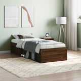 Bed frame without mattress brown oak 75x190 cm