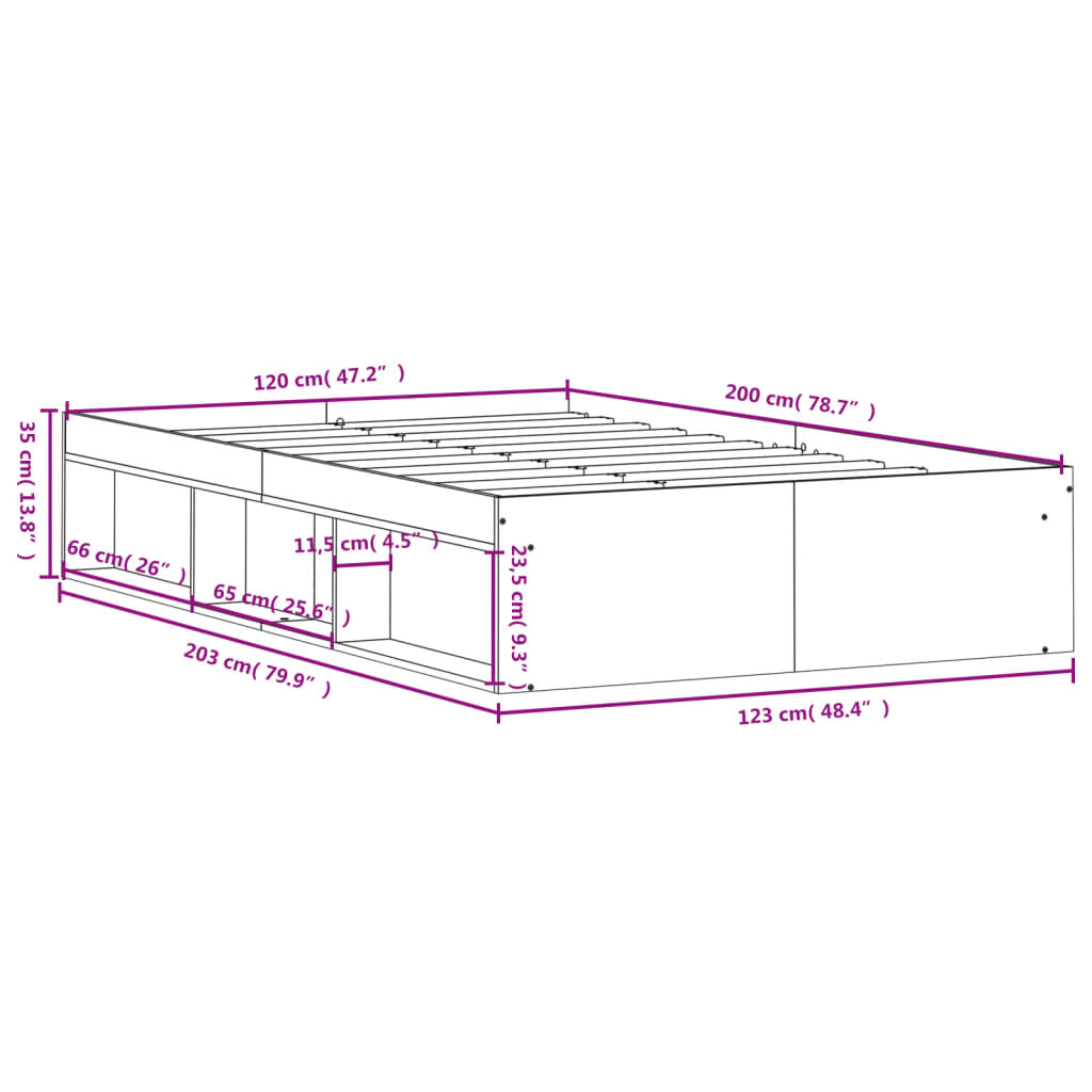 Cadre de lit sans matelas blanc 120x200 cm