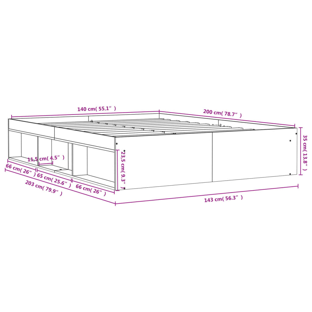 Cadre de lit sans matelas blanc 140x200 cm