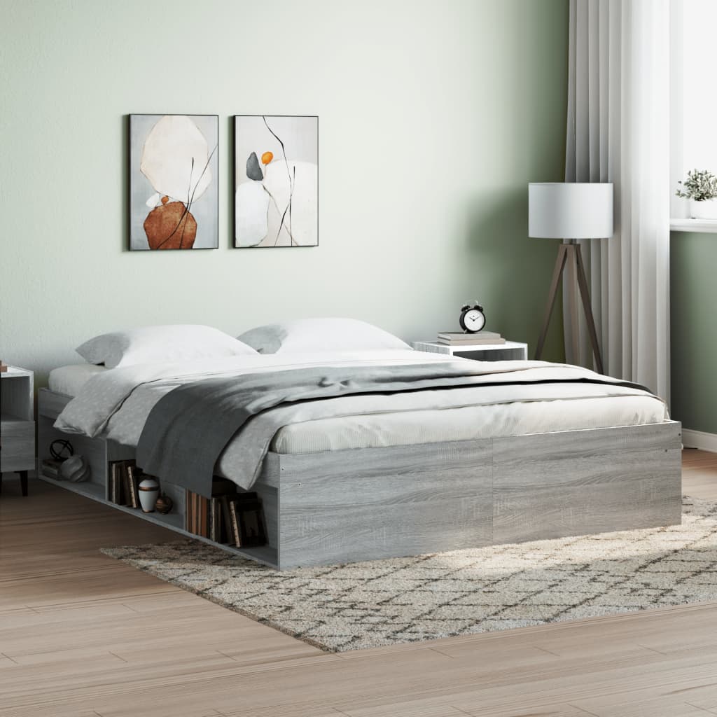 Cadre de lit sans matelas sonoma gris 150x200 cm