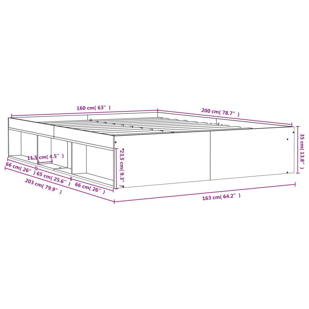 Cadre de lit sans matelas blanc 160x200 cm