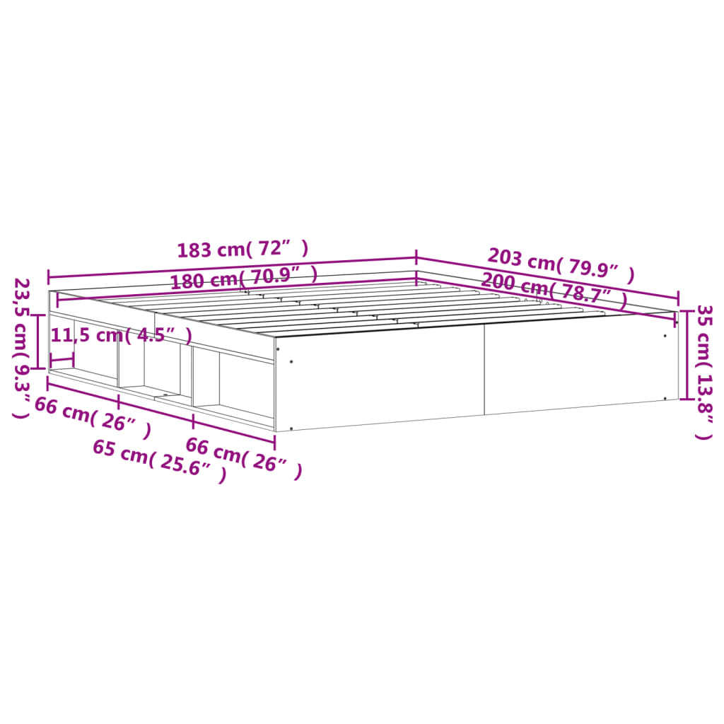 Cadre de lit sans matelas blanc 180x200 cm