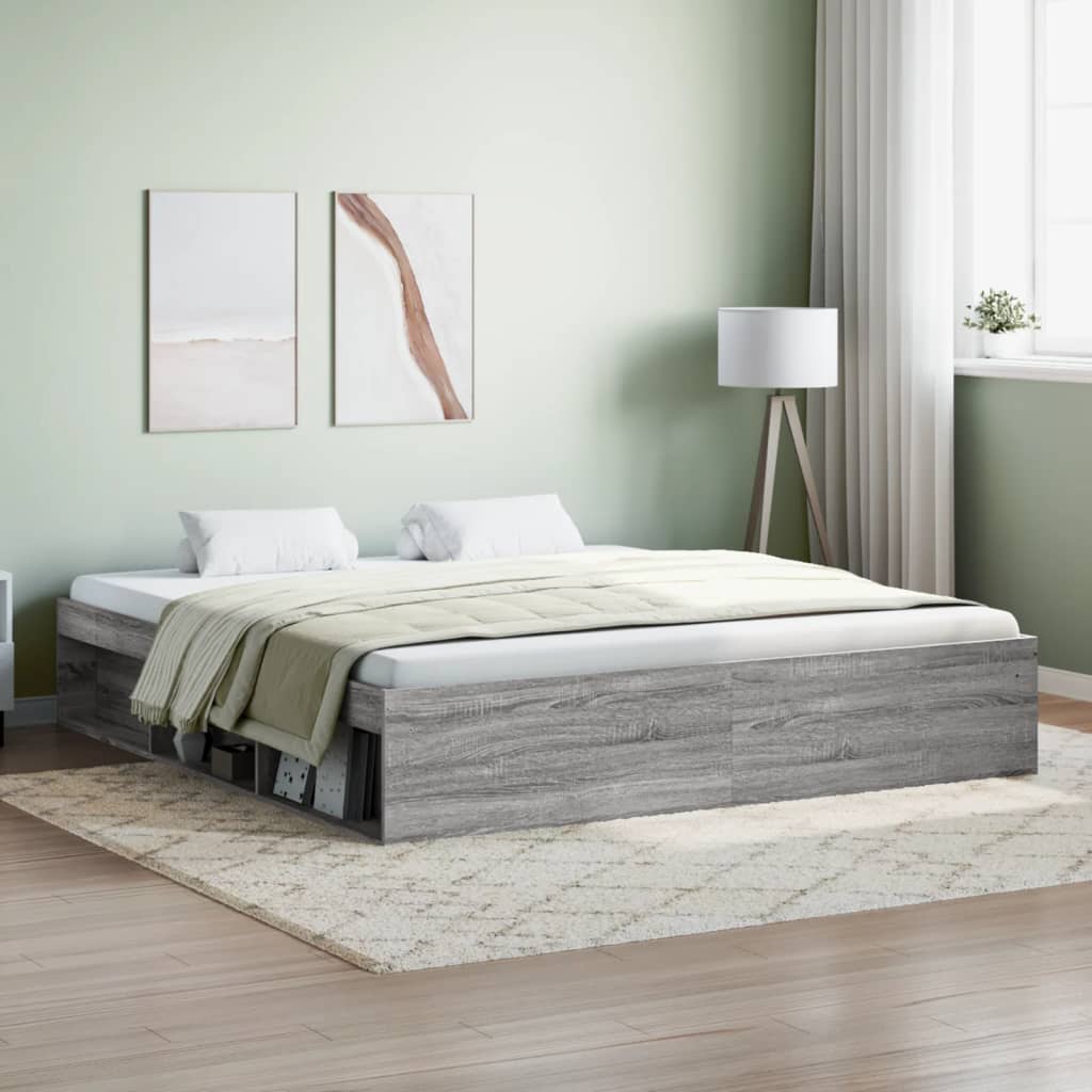 Cadre de lit sans matelas sonoma gris 180x200 cm