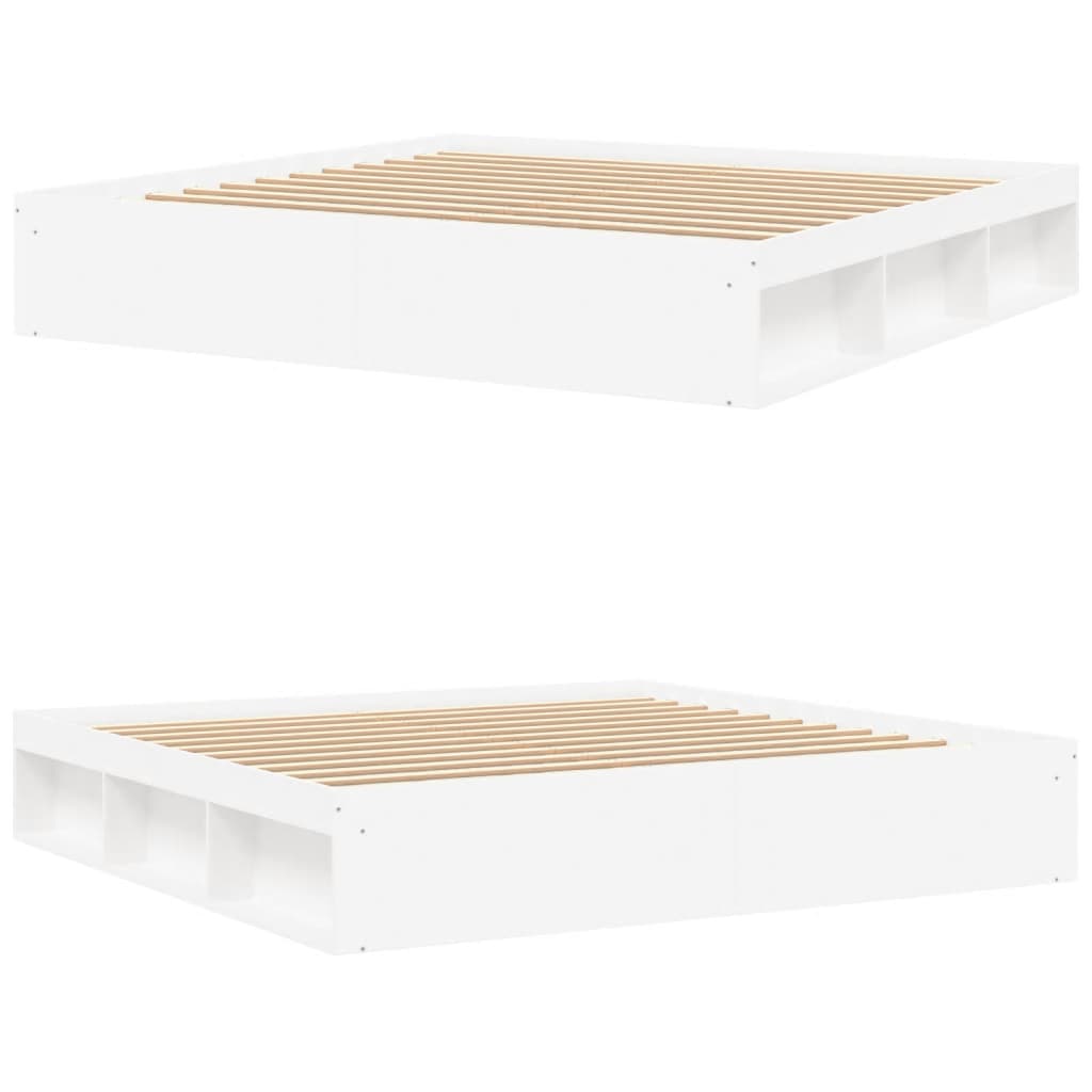 Cadre de lit sans matelas blanc 200x200 cm