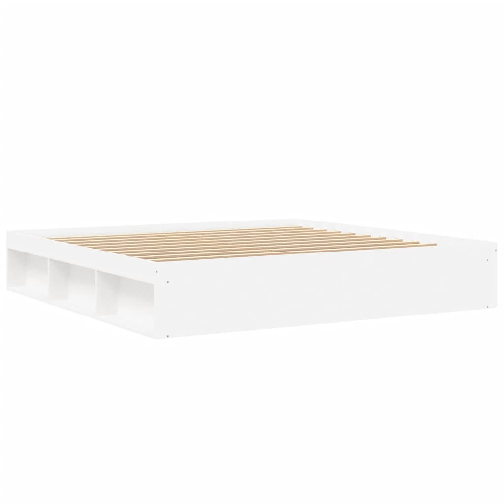 Cadre de lit sans matelas blanc 200x200 cm