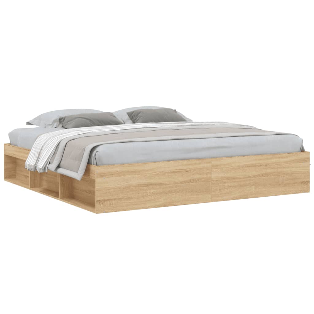 Bed frame without mattress sonoma oak 200x200 cm