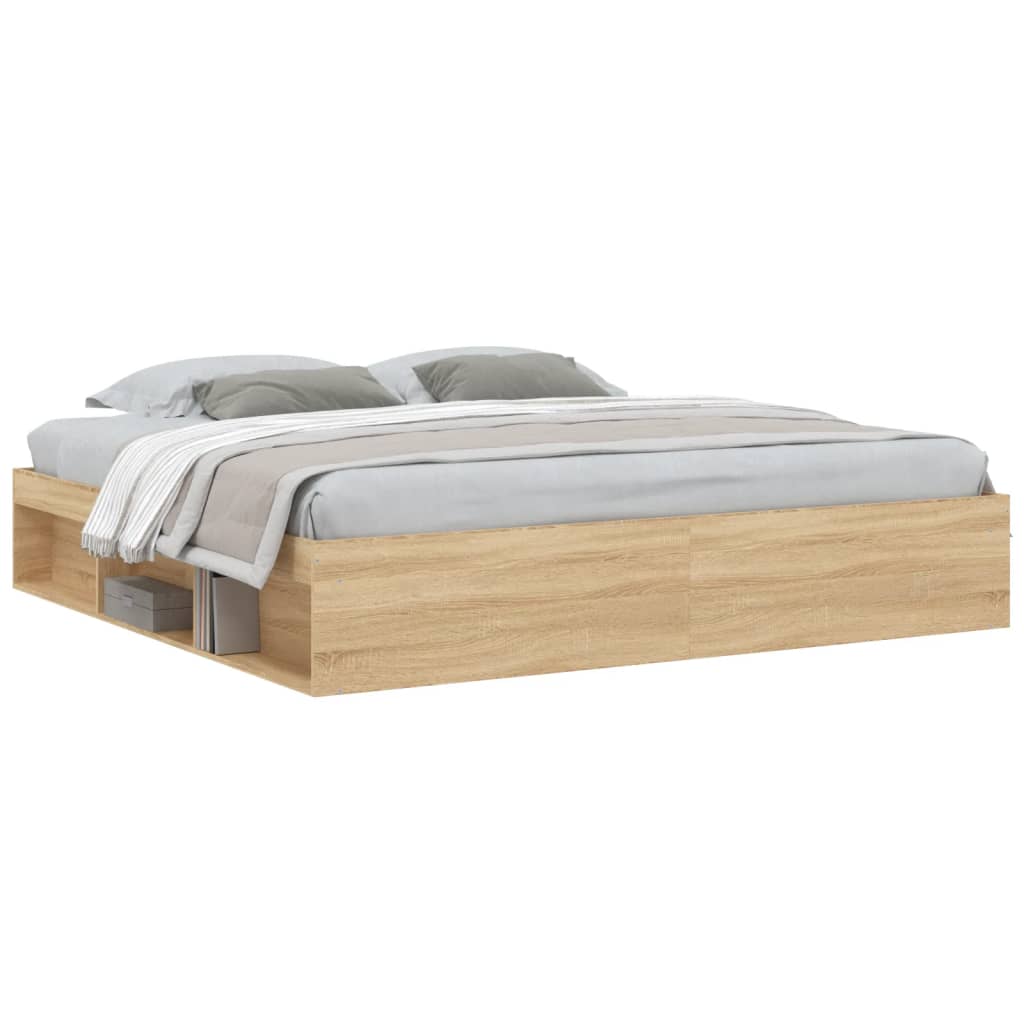 Bed frame without mattress sonoma oak 200x200 cm