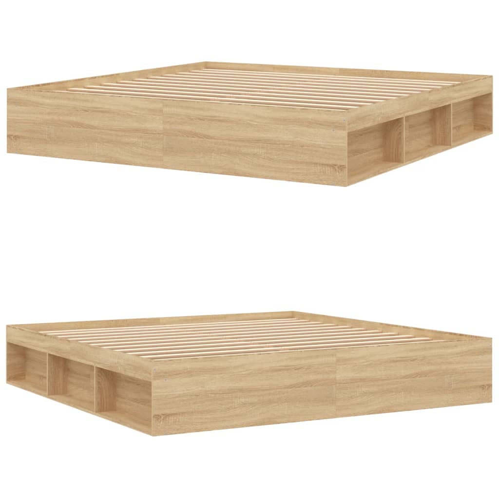 Bed frame without mattress sonoma oak 200x200 cm