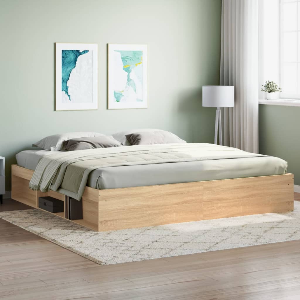 Bed frame without mattress sonoma oak 200x200 cm