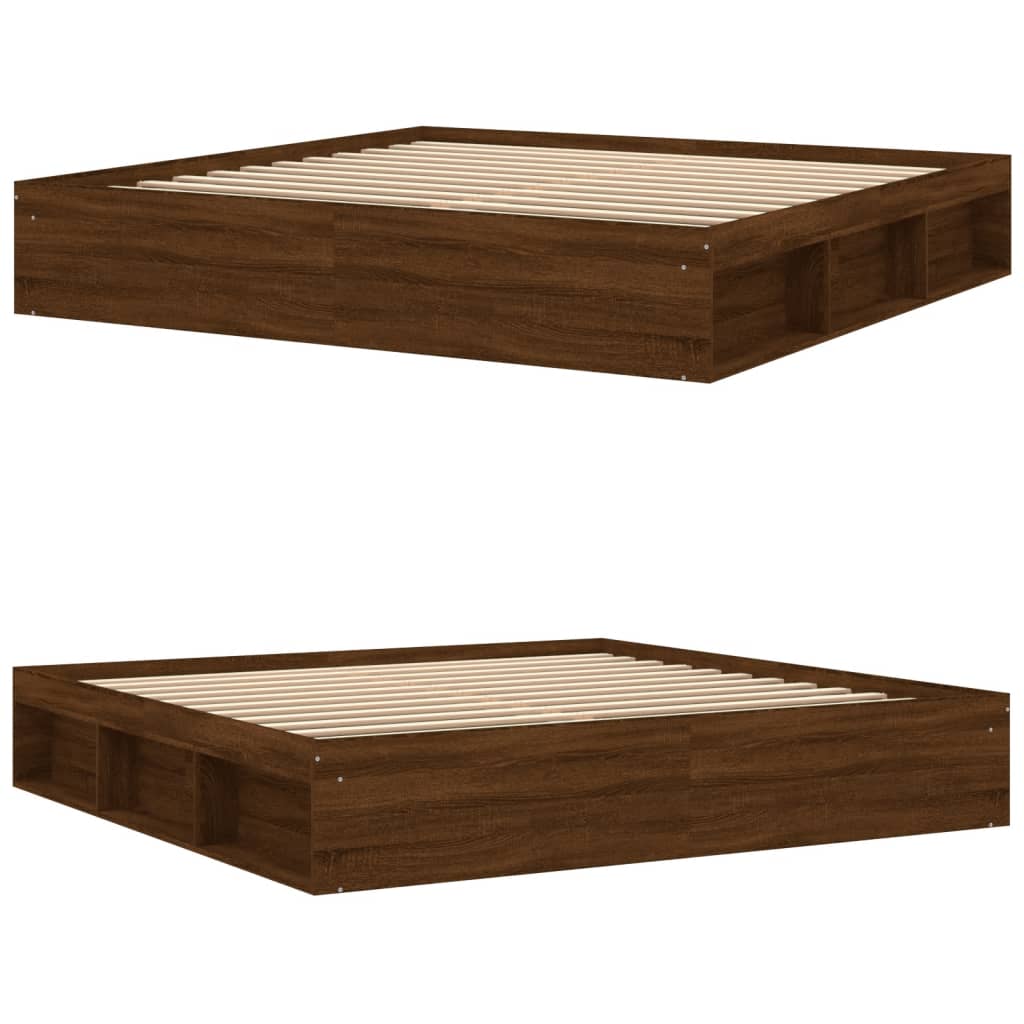 Bed frame without mattress brown oak 200x200 cm