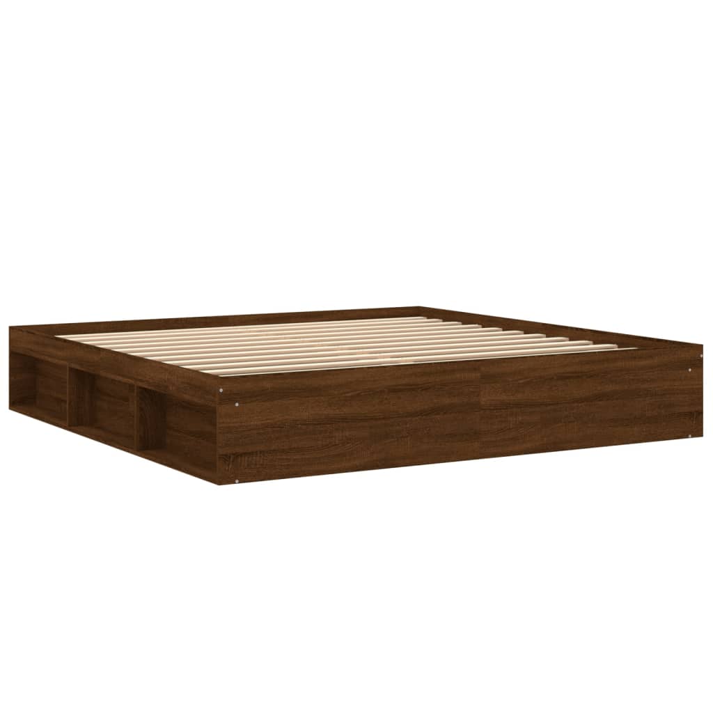 Bed frame without mattress brown oak 200x200 cm