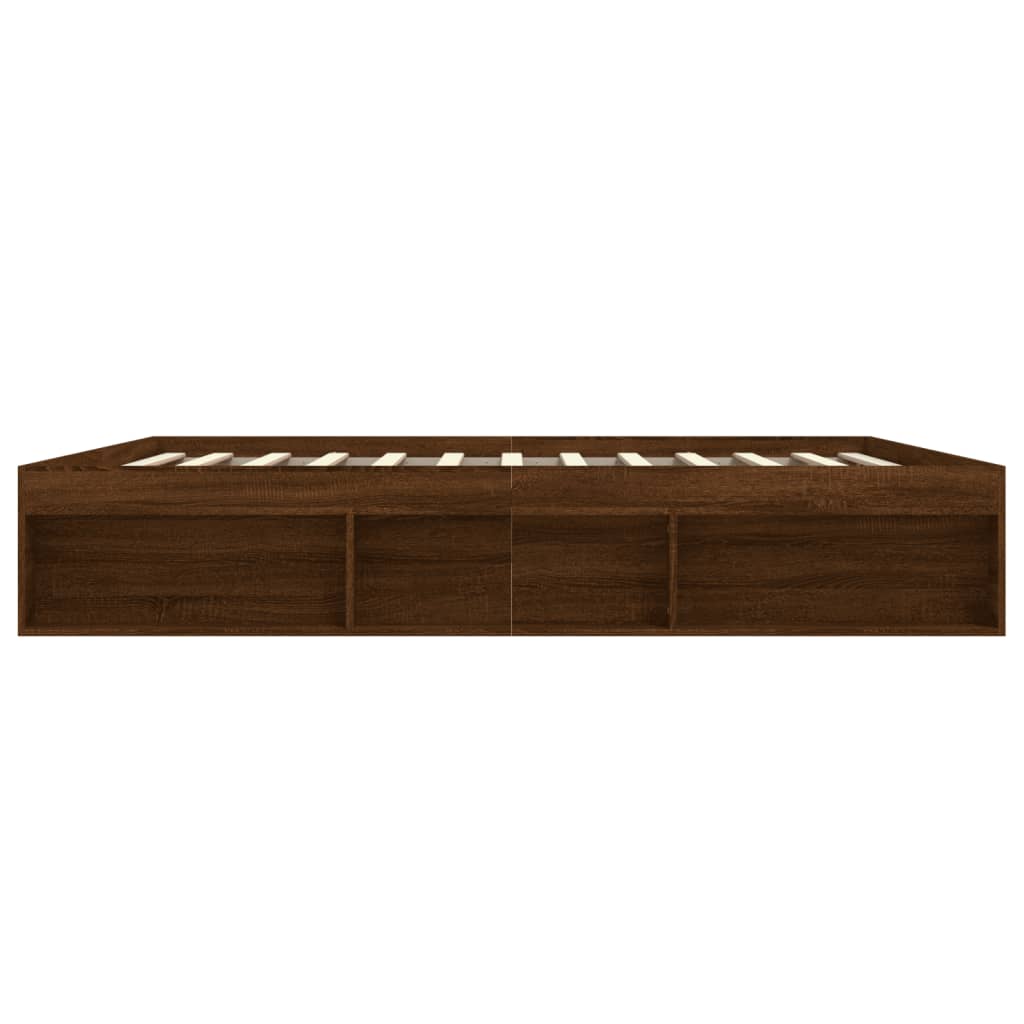 Bed frame without mattress brown oak 200x200 cm