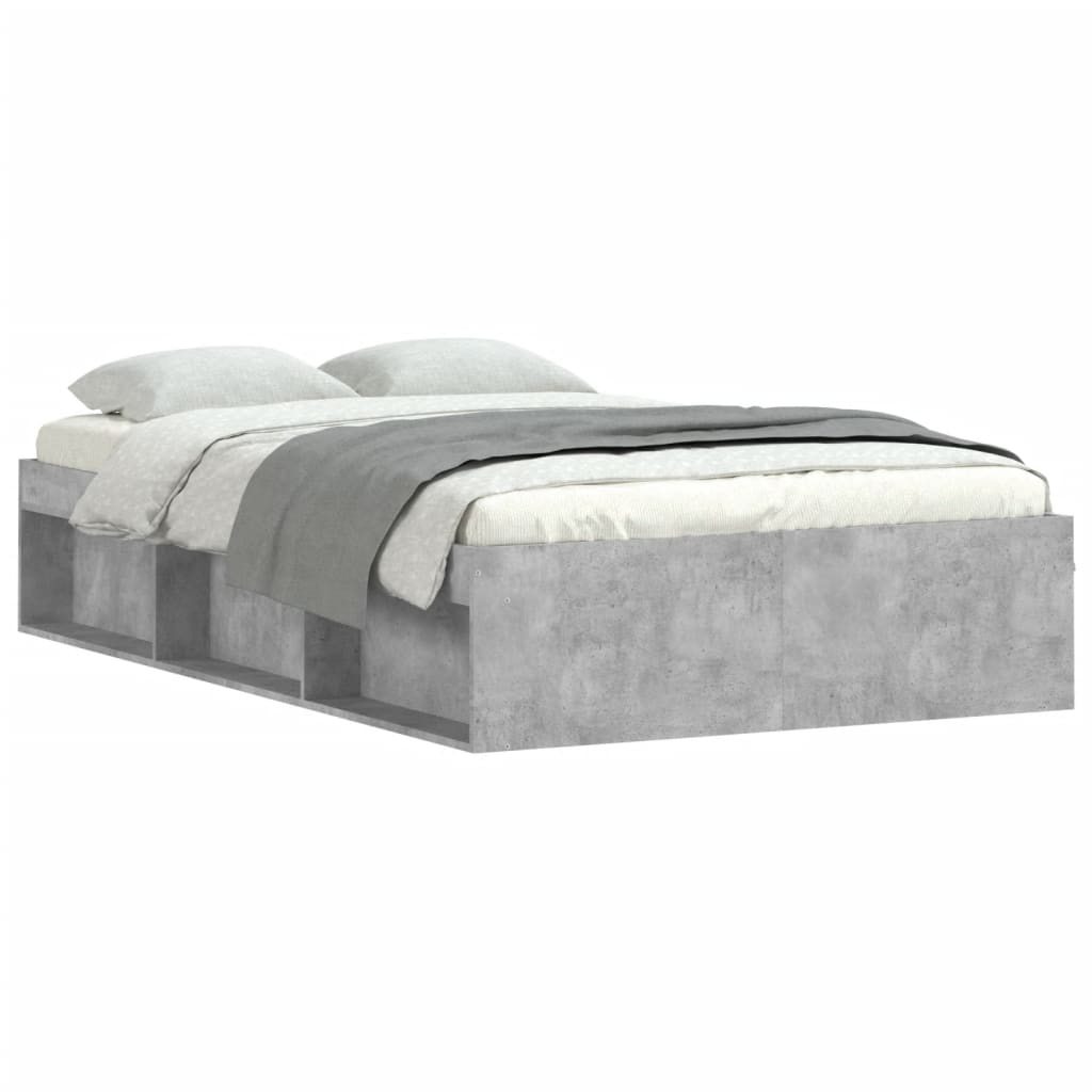 Cadre de lit sans matelas gris béton 120x190 cm