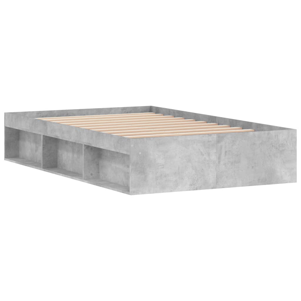 Cadre de lit sans matelas gris béton 120x190 cm