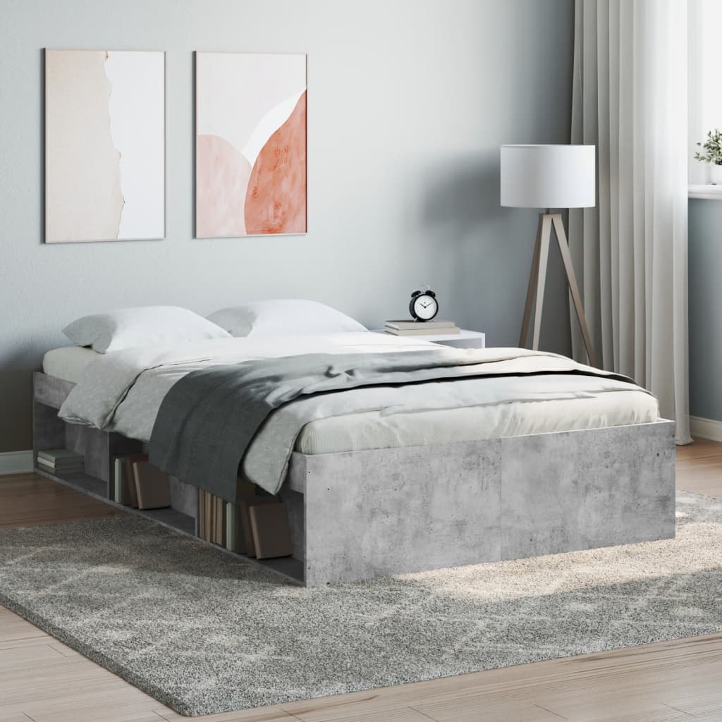 Cadre de lit sans matelas gris béton 120x190 cm