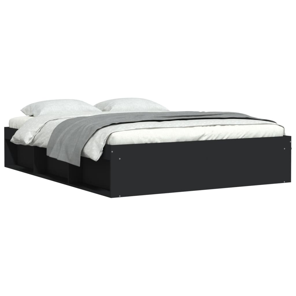 Cadre de lit sans matelas noir 140x190 cm