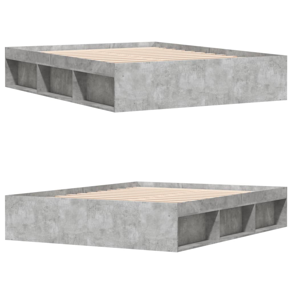 Bed frame without mattress concrete gray 140x190 cm